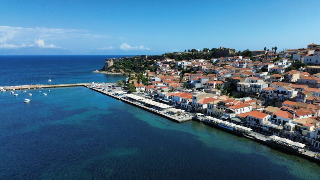 Aerial view of Koroni and the Venetian castle, southwestern Peloponesos
